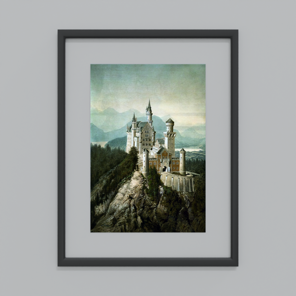 Schloss Neuschwanstein, 1914 by Adolf Hitler (13x19inch Vertical ...